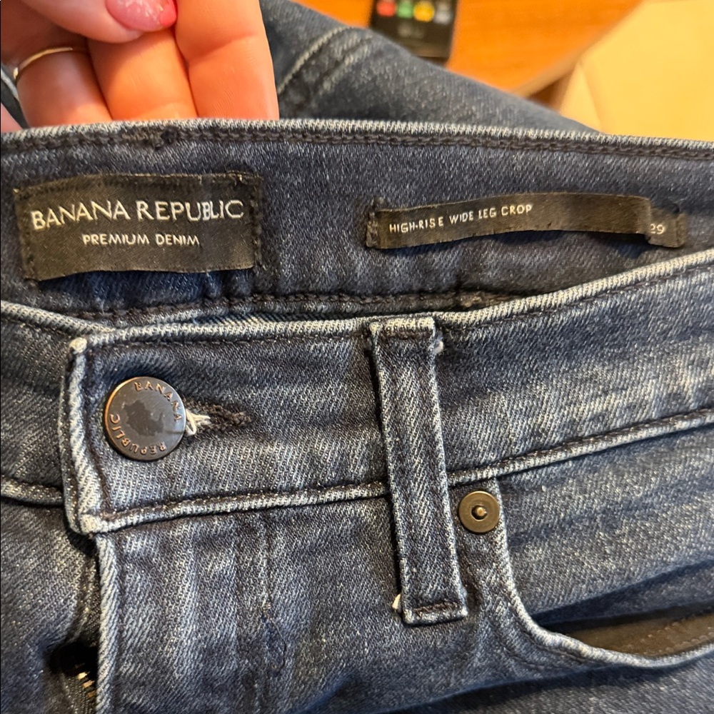 Banana Republic High-Rise Wide Leg Crop Jeans - Dark Blue
